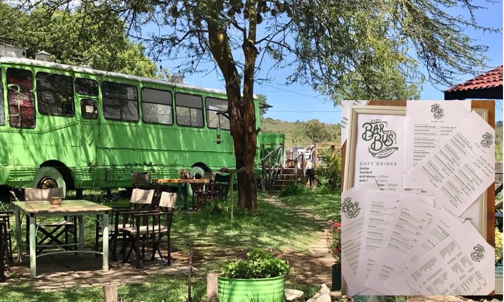 Photo of the Bus Stop Cafe in Gilgil, with the menus Naiad Digital designed for them.